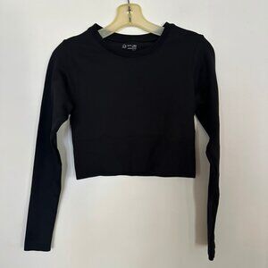 Aerie Black Active Long Sleeve Crop Top